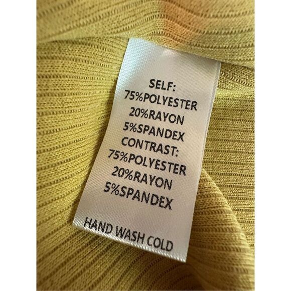 Size S Easel Color Block Rib Knit Tunic Top Yellow/Beige Cream - Picture 6 of 6